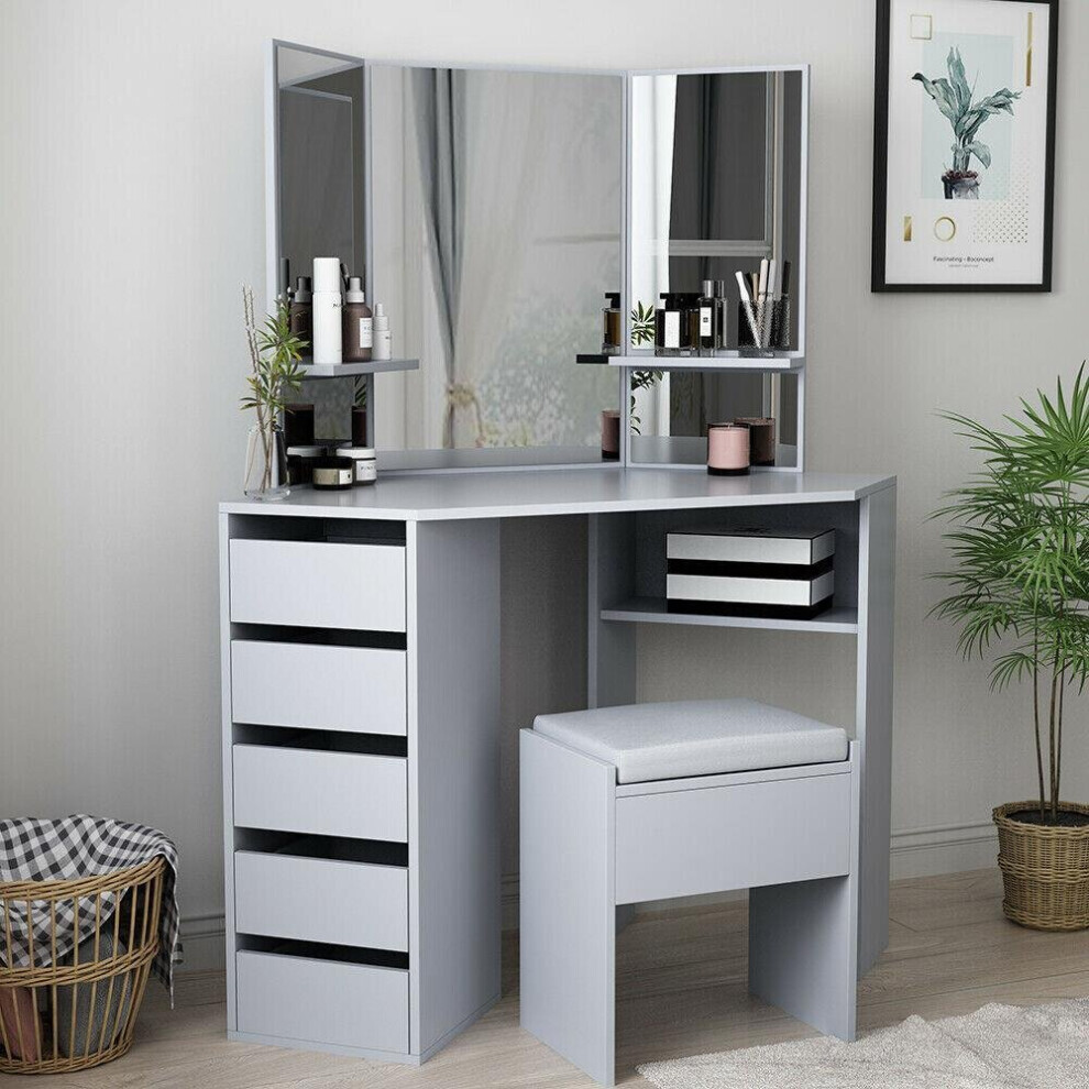 Grey Hampton Stewart Luxury Corner Dressing Table on OnBuy