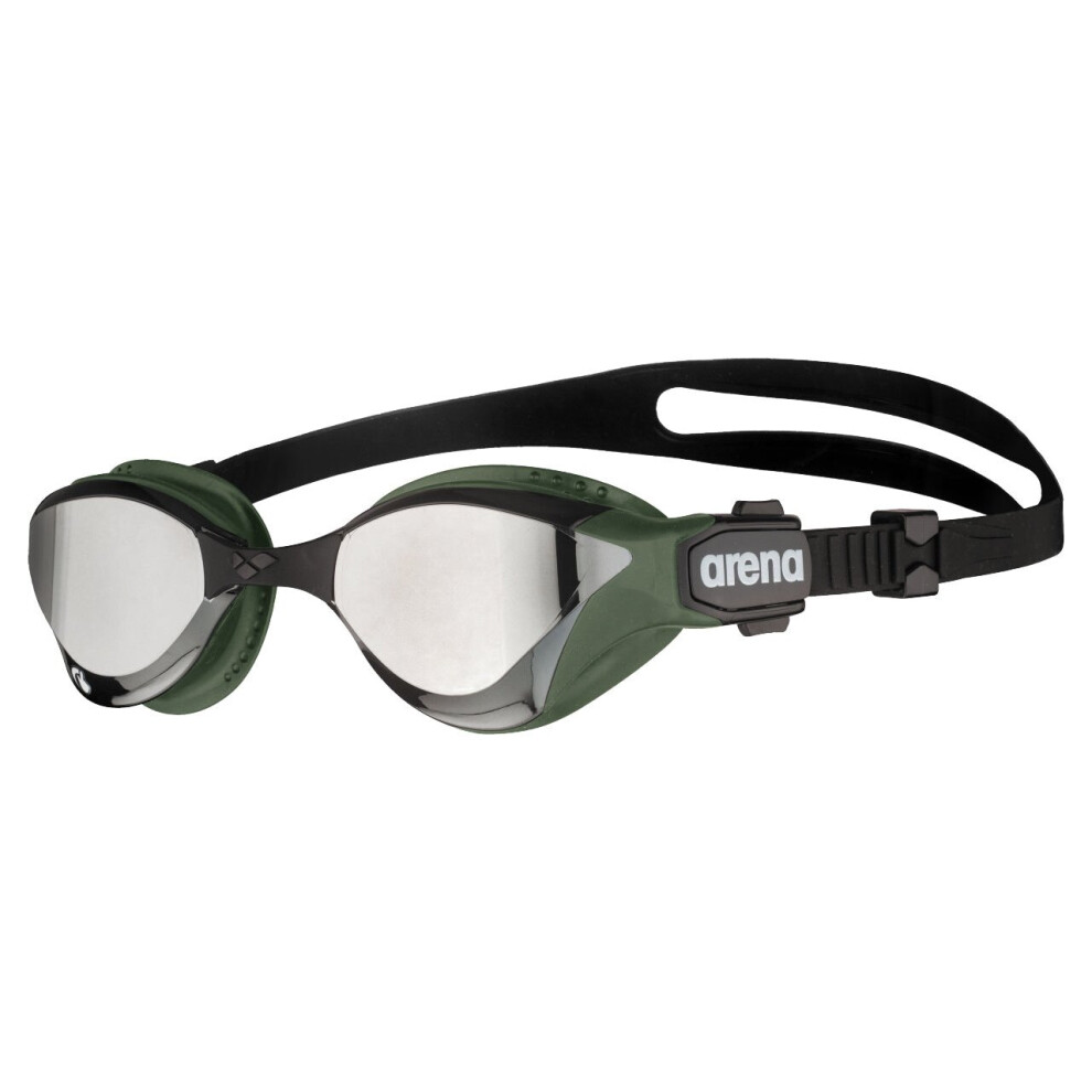 Arena Swimming Cobra Tri Swipe Mirror Goggles (Silver-Army)