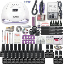 Manicure Set Acrylic Nail Kit With 1208054w Nail Lamp 35000rpm Nail Drill Machine Choose Gel Nail Polish All For Manicure120w-20-2000- Ruikalucky