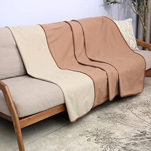 Catalonia Classy Waterproof Blanket for Sofa, Washable Couch Cover Bed Protector, Reversible Soft Blanket Throw for dogs 203 x 152cm Dk Taupe/Lt Taupe