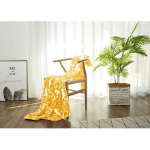 Jansons Direct Linens Supersoft Woodlands Animals Design Throw Blankets in Ochre Yellow Gold 150cm x 200cm