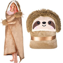 Faultier tragbare Kapuzendecke fr Erwachsene - superweiches warmes, gemtliches Plschflanell -Fleece & Sherpa Hoodie Wurf Cloak Wrap - Faultier