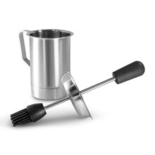 Bellemain Basting Pot and Brush Set - Silicone Basting Brush for Cooking, Smoking - Barbecue Brush for Sauce, BBQ Basting Brush for Grill - Meat Brush