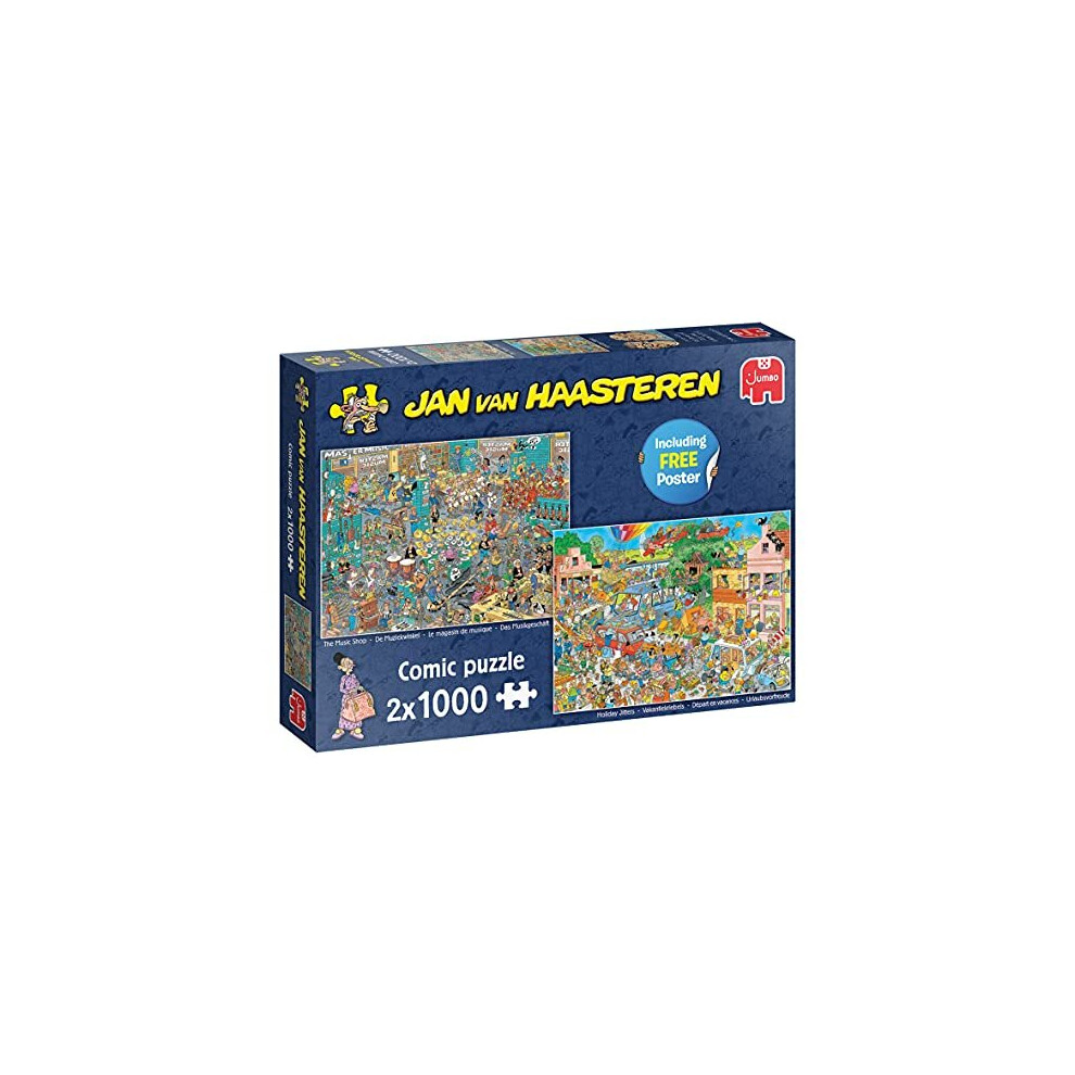 Jumbo, Jan Van Haasteren, Music Shop & Holiday Jitters, Jigsaw puzzles for Adults, 2 x 1000 piece