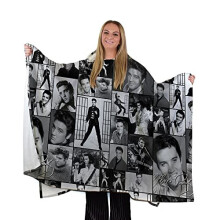 Elvis Black & White Montage Design - Wearable Blanket Hoodie Fleece Poncho SNUGAROO