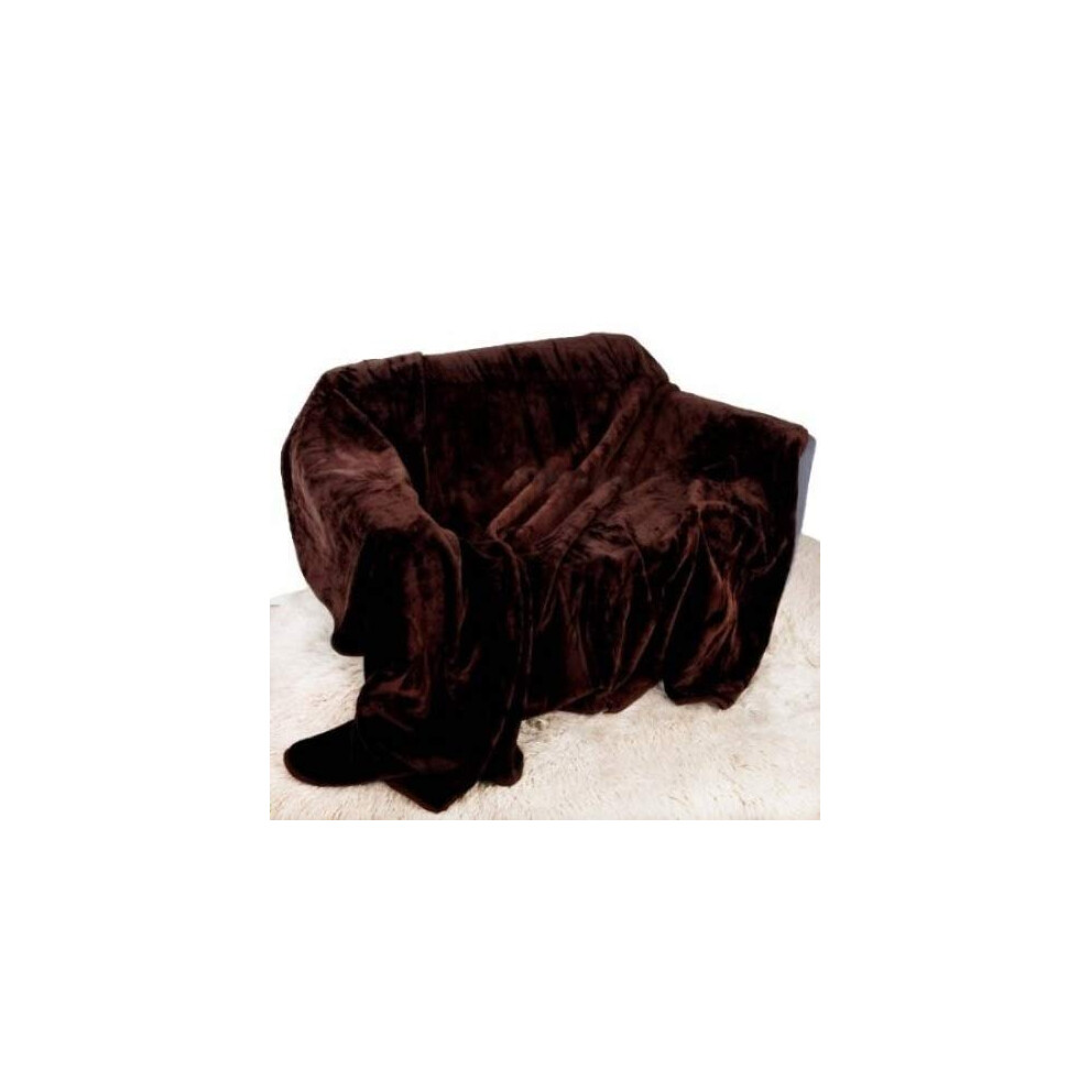 Quality Linen and Towels Chocolate Brown Mink Throw Luxury Soft Plush Large (150cm x 200cm- Suitable for Double Size Bed or 2 Seater Sofa) Sofa Bed