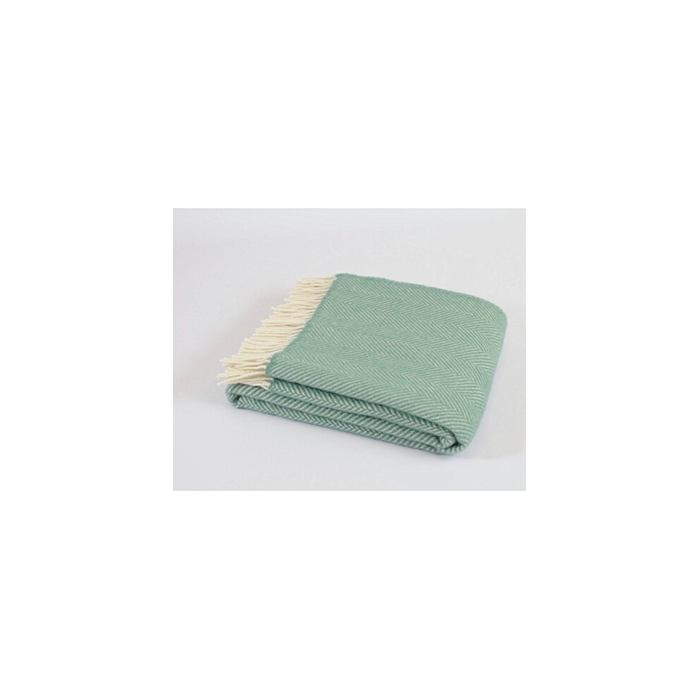 Tweedmill Textiles 100% Pure New Wool Throw - Fishbone Sea Green