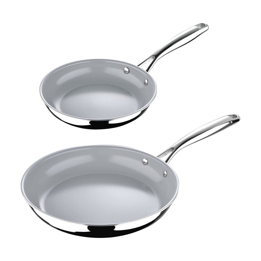 Argent 3 Set of 2 Stainless Non-stick Frying Pan 20cm/26cm Silver