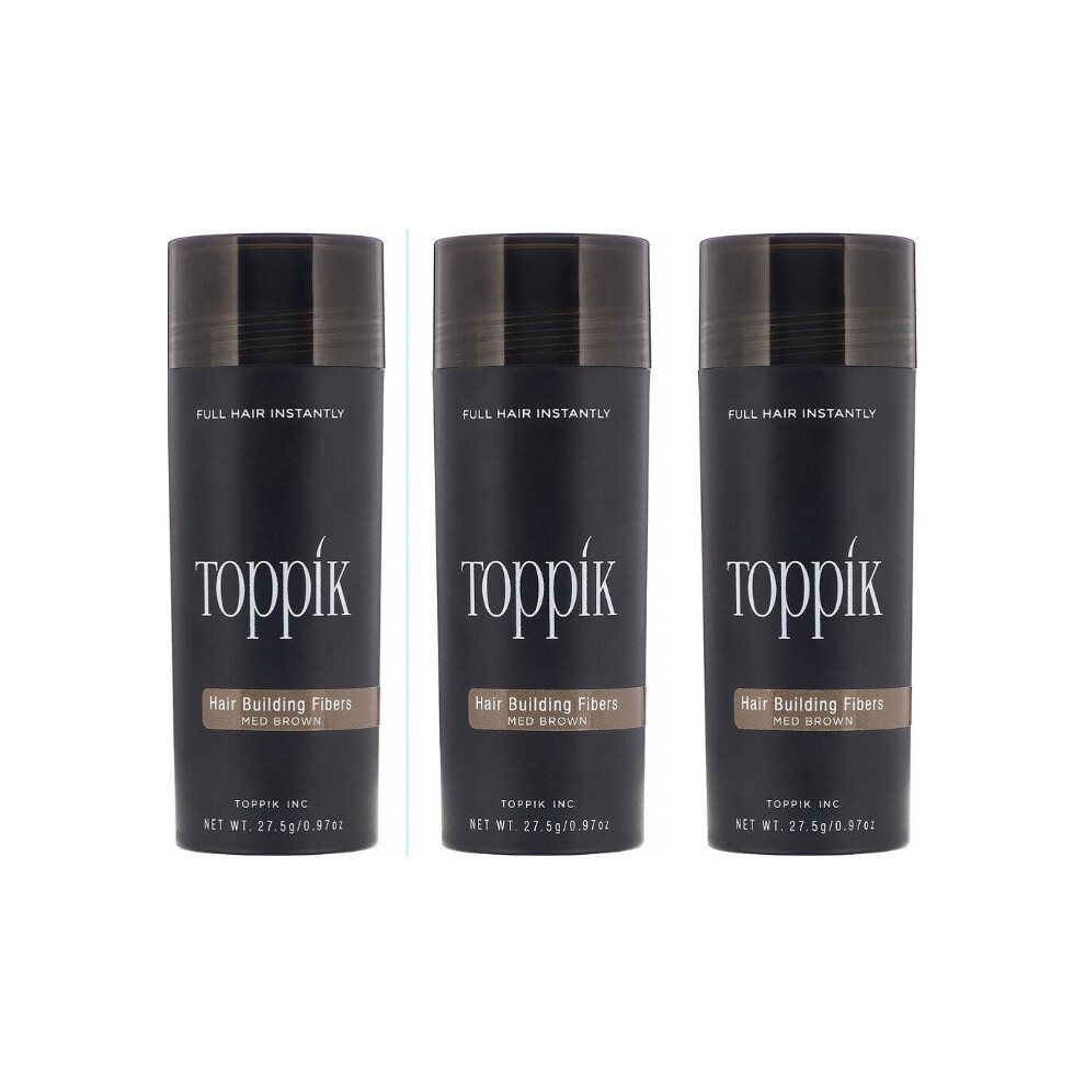 MEDIUM BROWN) Toppik Hair Building Fibres | Fibres capillaires pour cheveux clairsemés 27.5g (Pack de 3)