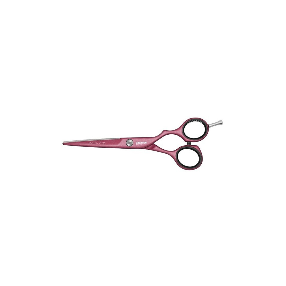 5.5-Inch Jaguar Hairdressing Scissor Sharp White Line Pastel Plus Offset-Berry