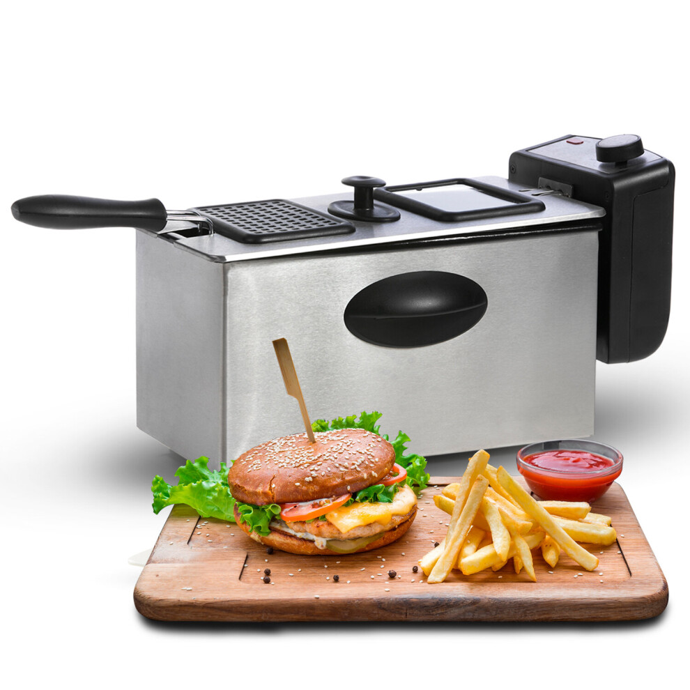Geepas Deep Fat Fryer 3L Stainless Steel Fryer Viewing Window, 2100W