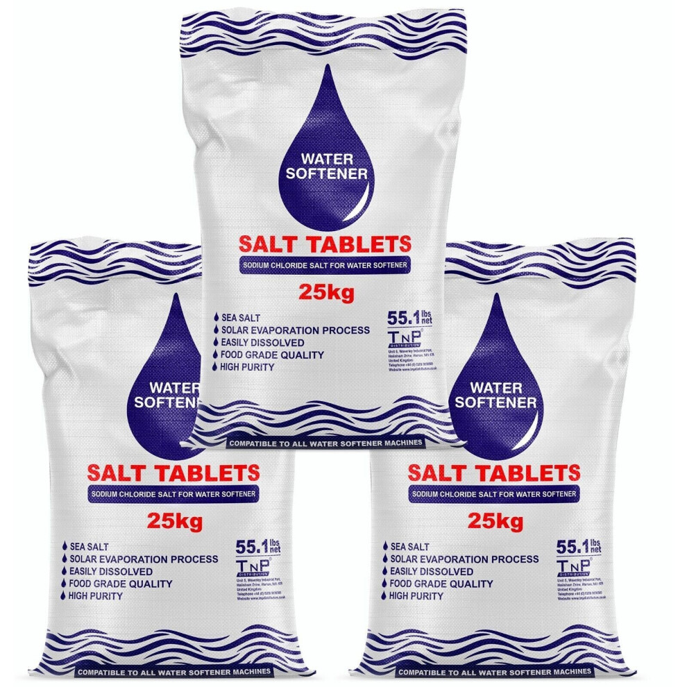 (25Kg x 3) Water Softener Salt Tablets 25kg Bag Food Grade