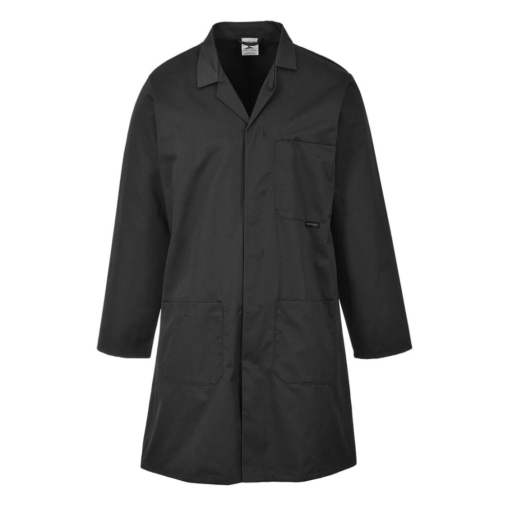 (L, Black) Portwest Mens Lab Coat