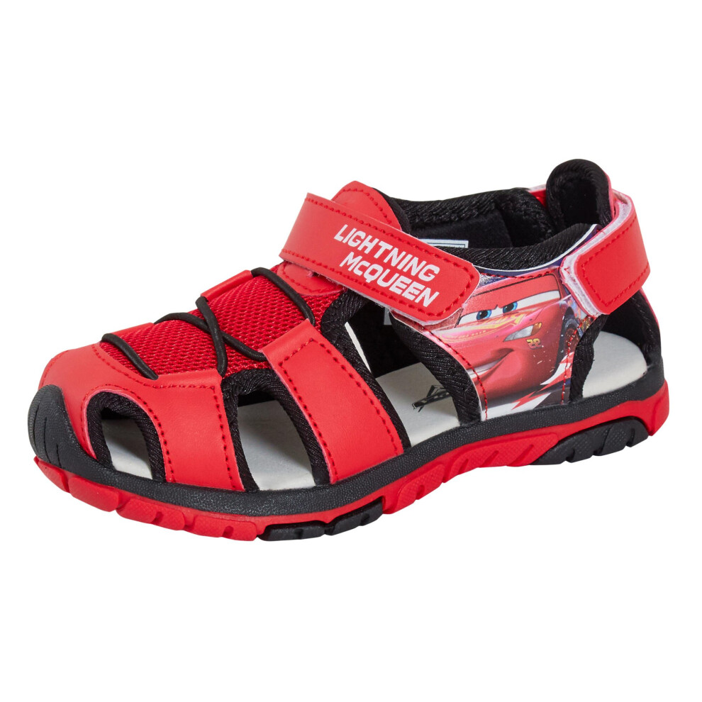 (10 UK Child) Cars Sandals Kids Lightning McQueen Closed Toe Sport Sandals Walking Summer Shoe