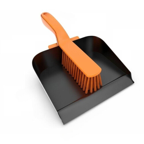 NEW HEAVY DUTY METAL DUSTPAN AND BRUSH STEEL DUST PAN SOFT PVC BRUSH on