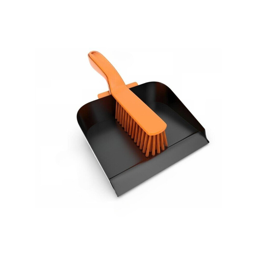 NEW HEAVY DUTY METAL DUSTPAN AND BRUSH STEEL DUST PAN SOFT PVC BRUSH