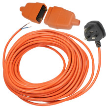04-SGX-531: 12m 2-Core Mains Power Cable with Plug & Connector for Lawnmowers, Trimmers & Hedge Trimmers - 13A, 250V
