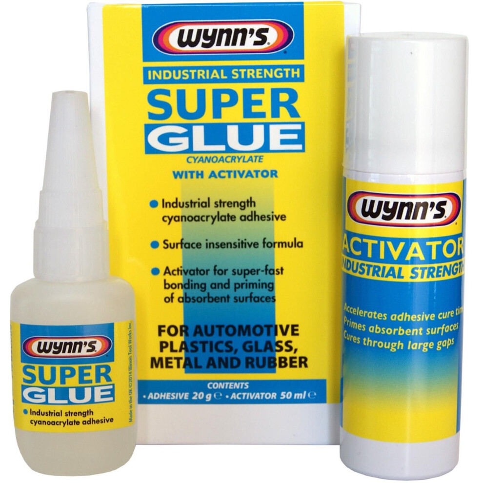 Wynn's Industrial Strength Super Glue with Activator 50ml Adhesive 20g B90088