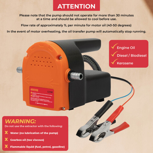 GADLANE Engine Oil Change Pump Extractor 12V/80W Motor Car 2