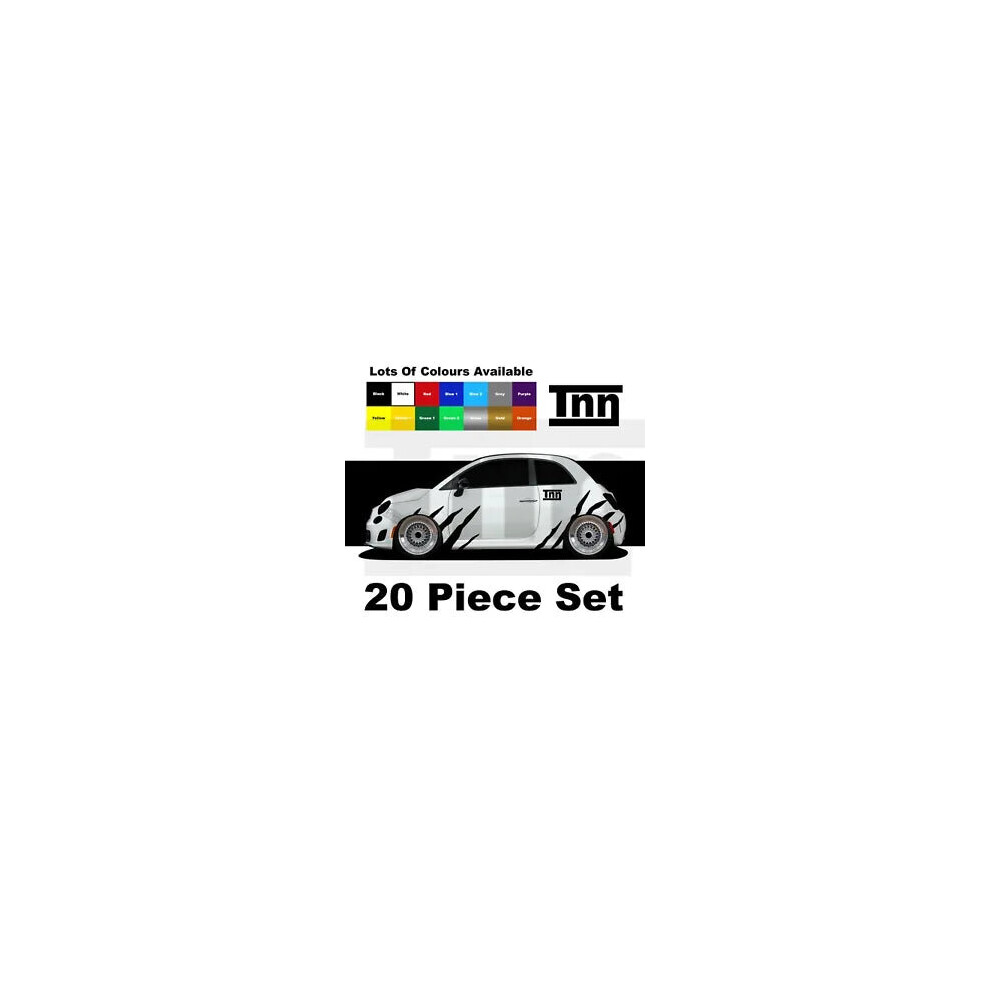 Abarth Punto Fiat 500 595 Spider Tiger Stripes Graphic Decal Sticker Badge Sides 8806564842696