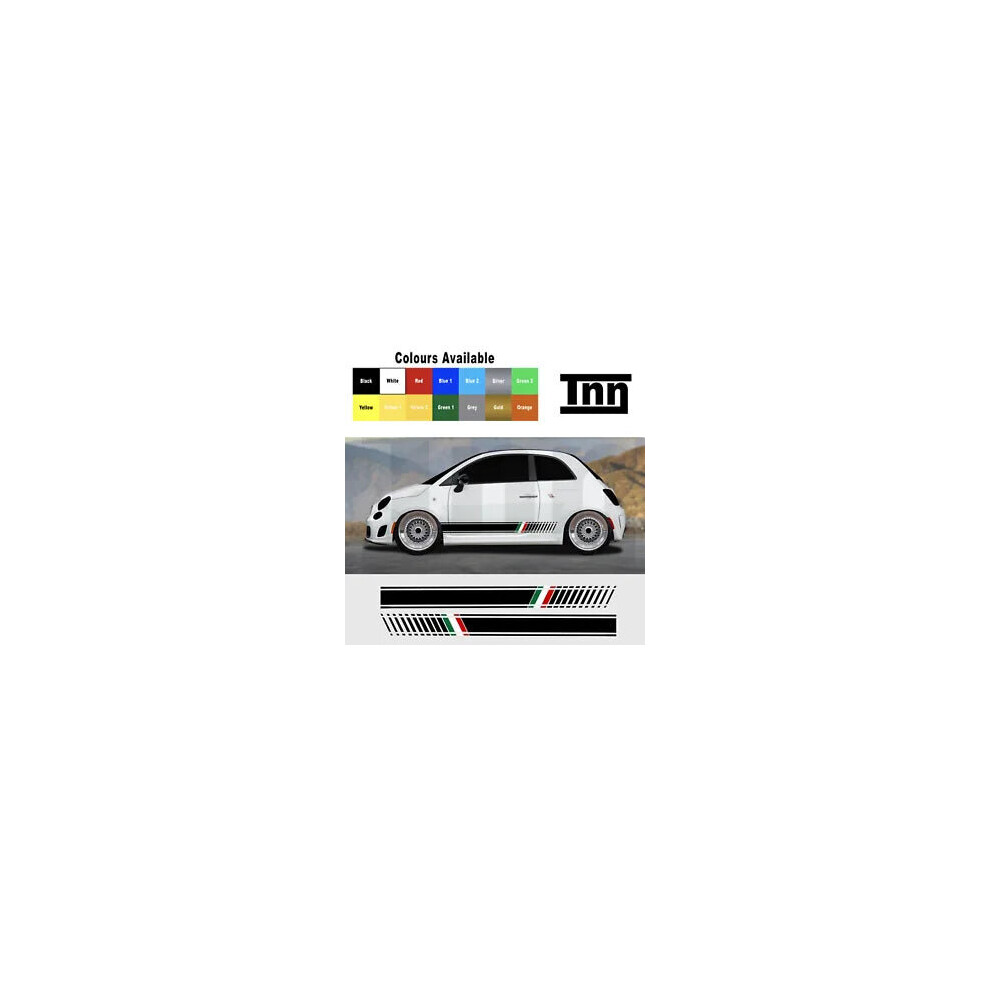 Side Stripes Graphic Decal Sticker Italian Flag For Abarth Fiat 500 595 Punto A 8806564841743