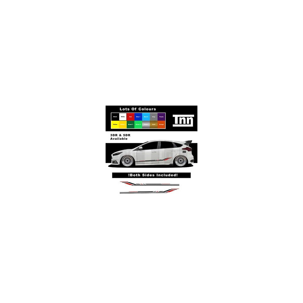 Side Stripes Stickers Graphics Decals For Ford Focus Fiesta Turbo St Rs Mk3 Mk2 8806564842016