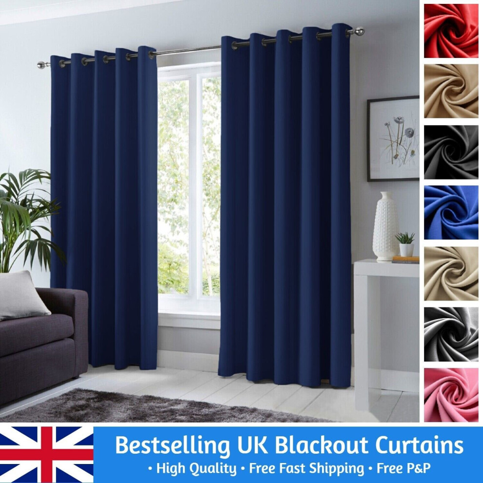 Insulated Blackout Curtains Ready Made Eyelet Curtain Panels UK