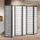 Living And Home (Black) 6-Panel Solid Wood Folding Room Divider Screen 1