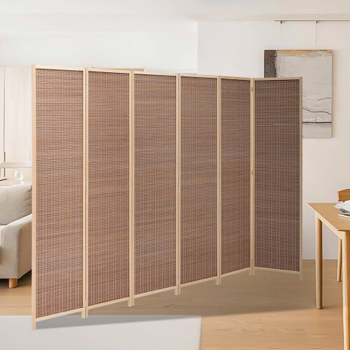 Living And Home (6-Panel) Brown Bamboo Woven Folding Room Divider Screen