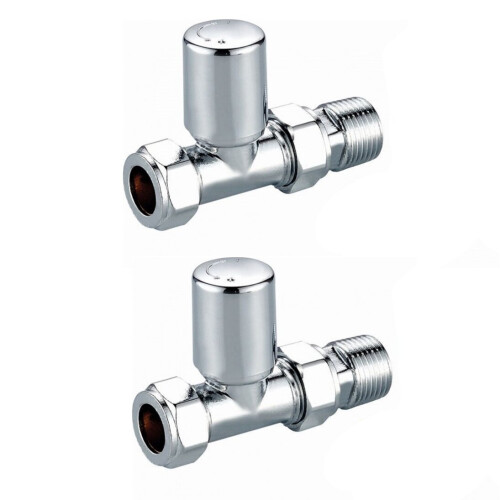 NES Home Adjustable Modern Straight Radiator Valves Chrome with Brass Construction | Luke