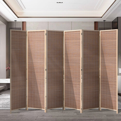 Living And Home (6-Panel) Brown Bamboo Woven Folding Room Divider Screen 2