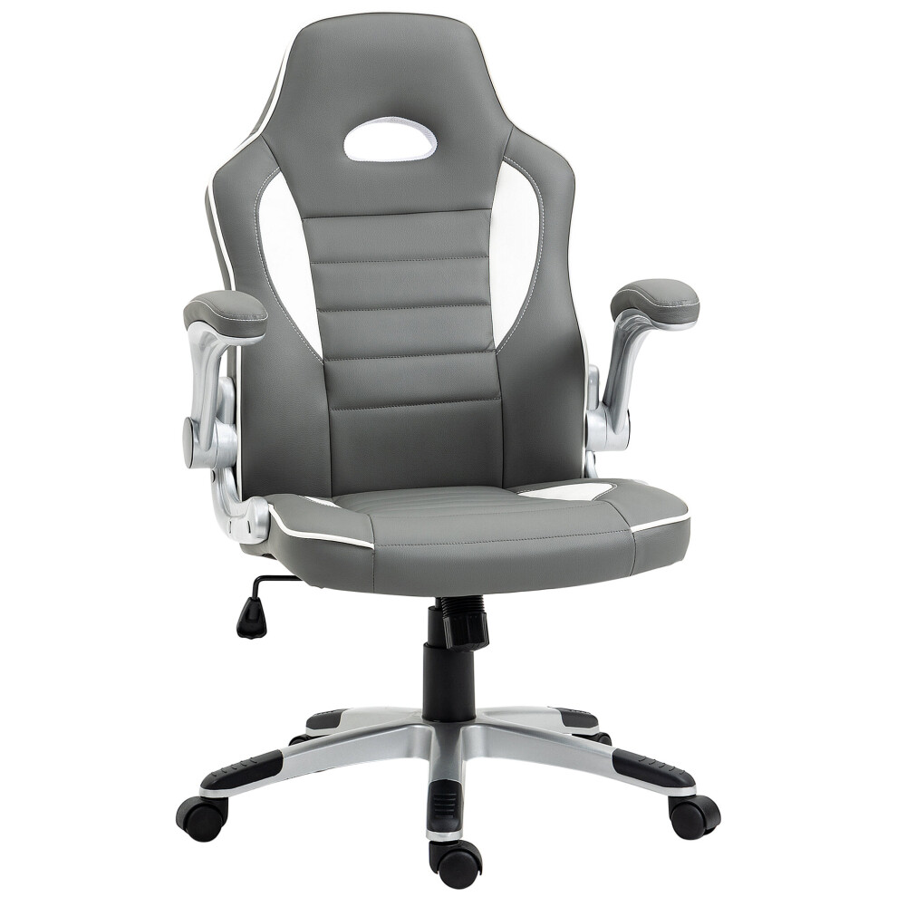 B&Q - Gaming Chair Pu Leather Office Chair Swivel Chair Grey - Image 3