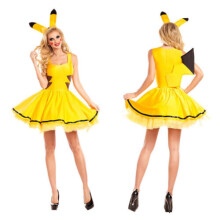 (XL) Womens Pokemon Pikachu Halloween Yellow Dress