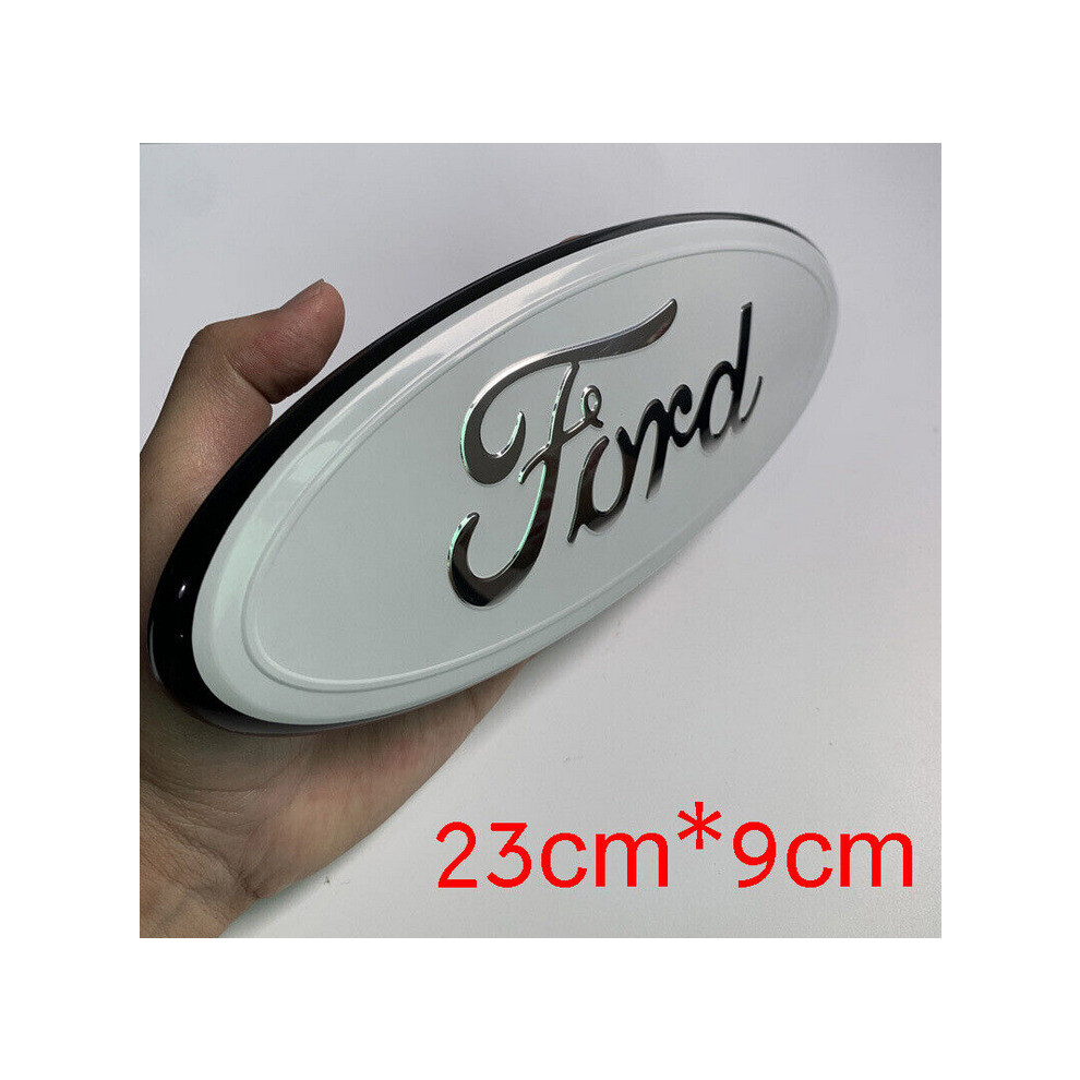 9" & 6" Oval Ford Transit Custom Tourneo Badge Emblem White+Silver