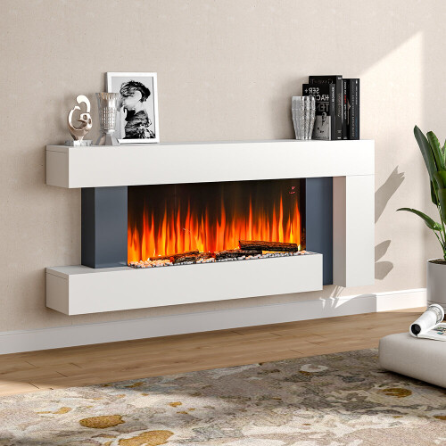 Living And Home 52 Inch C-Framed Freestanding Electric Fireplace 2000W