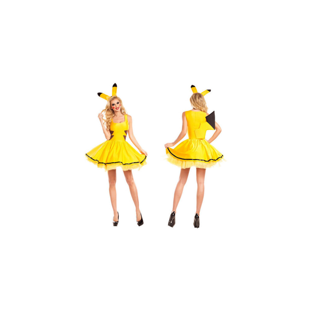 (M) Womens Pokemon Pikachu Halloween Yellow Dress