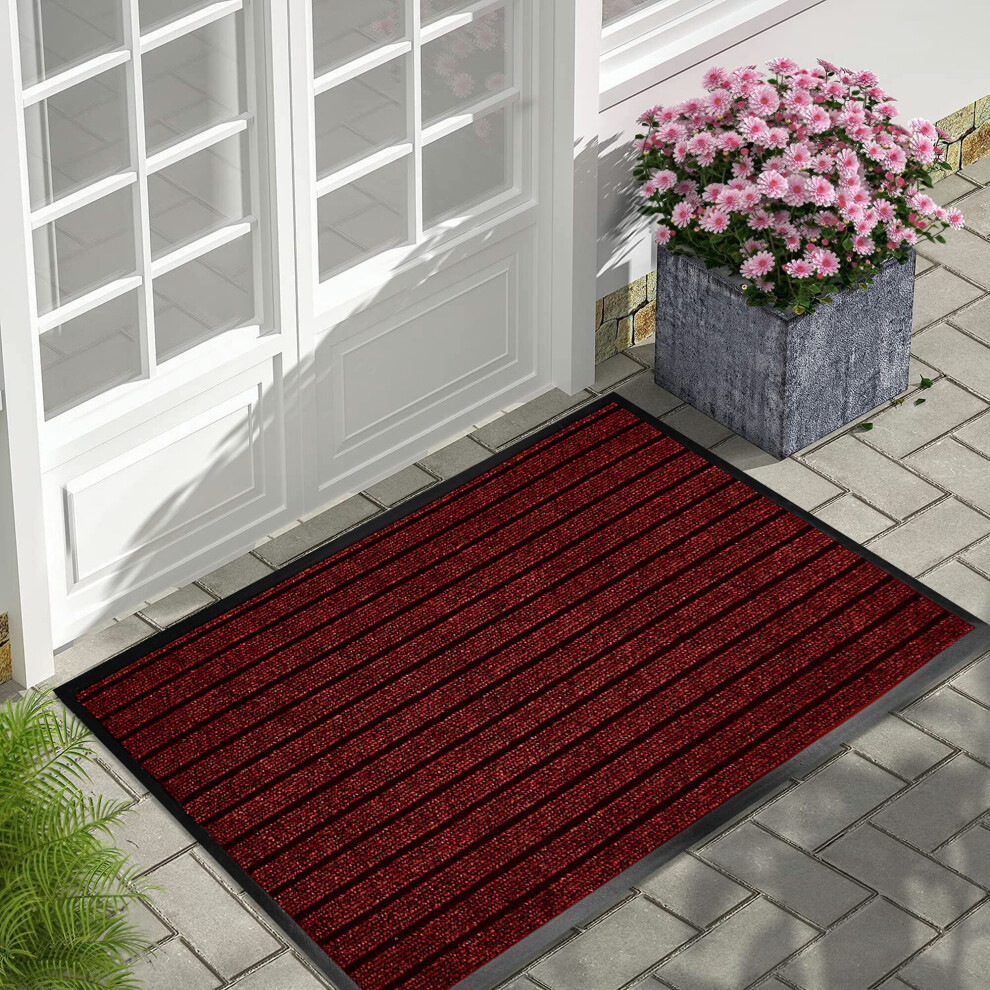 (40 x 60 cm, Burgundy) PVC Rubber Mats Non-Slip Indoor Outdoor Floor Rug