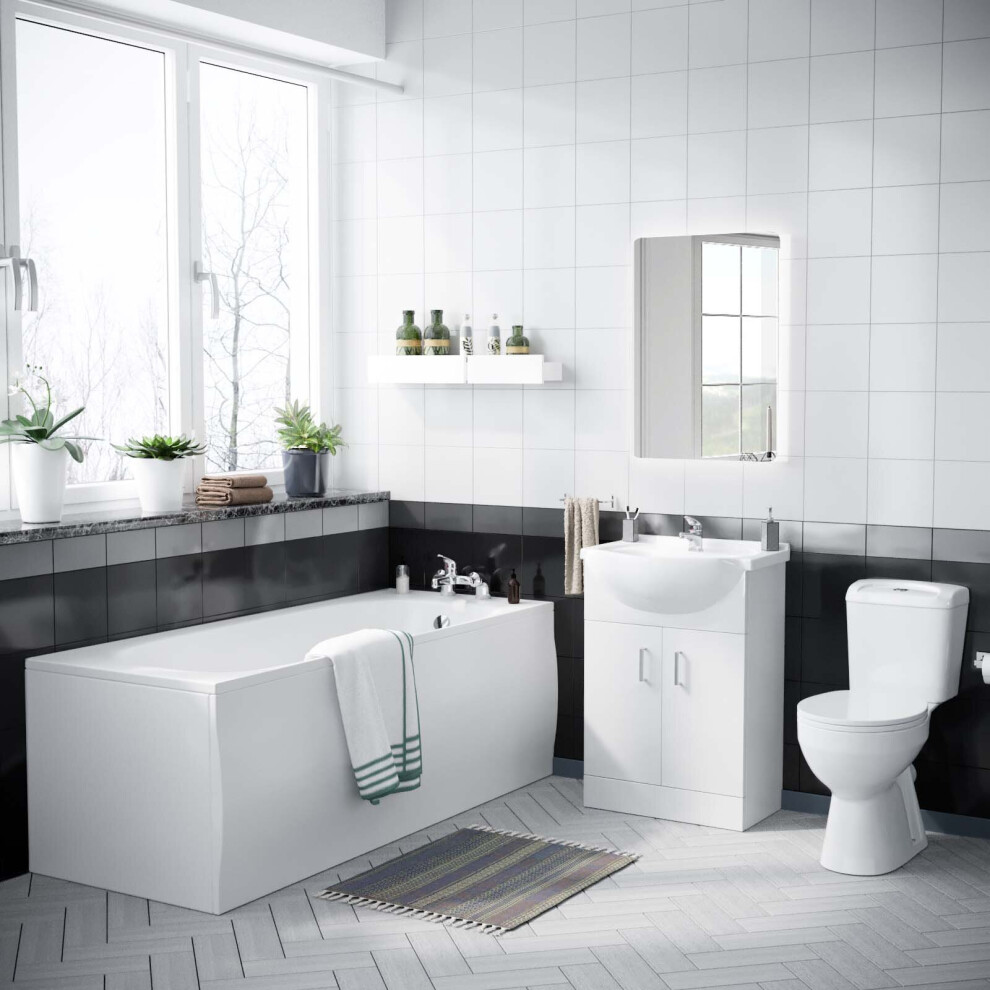 Ambon 1700mm Bath, Close Coupled Toilet & Vanity Basin Cabinet