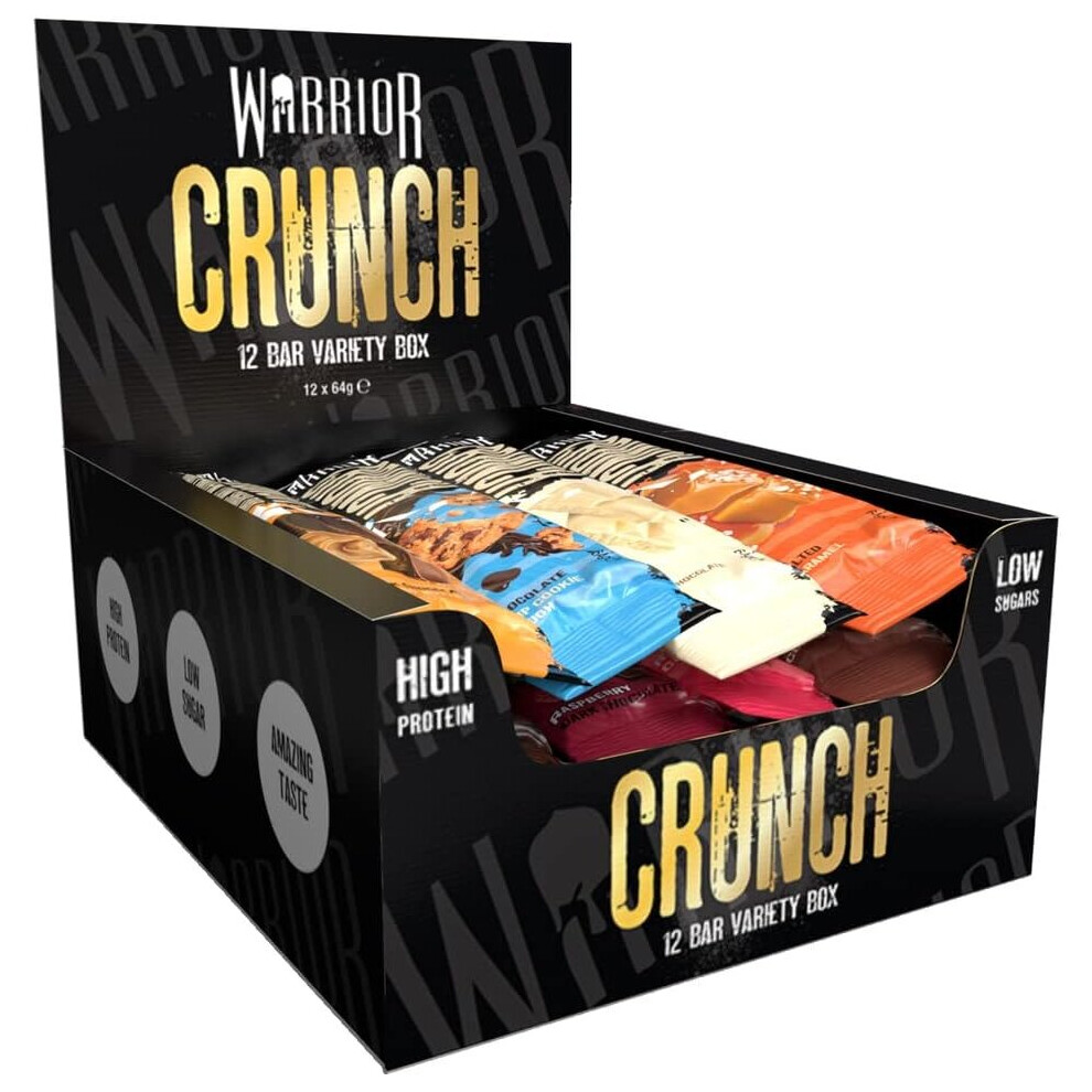 Warrior, CRUNCH - High Protein Bars - 20g Protein Each Bar - 12 Pack x 64g, Variety Pack