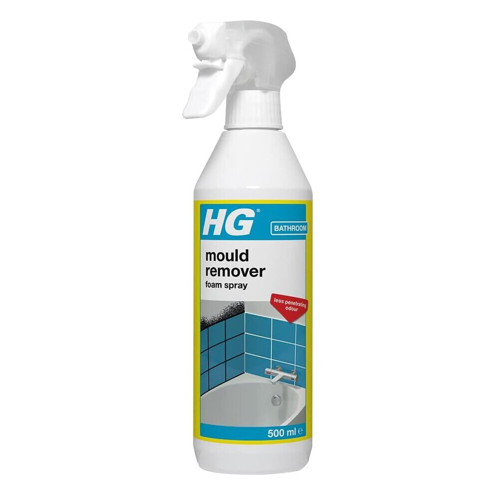 HG Mould Remover Foam Spray, Mould Spray & Mildew Cleaner, Removes Mould Stains From Walls, Tiles, Bathroom Seals & More - 500ml (632050106)