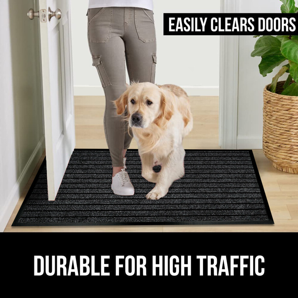 (40 X 60 Cm , Black) Heavy Duty Rubber Door Mats Non Slip Dirt Trapper