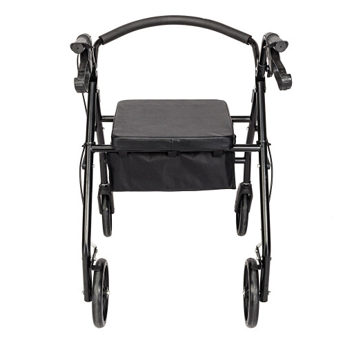 Lightweight Rollator Folding Walking Frame 4 Wheeled Walker W/ Seat Black 1