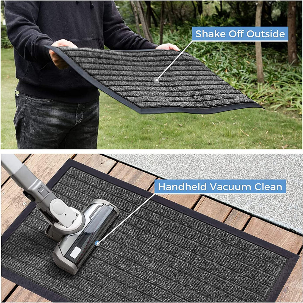 (60 x 90 cm, Grey) Heavy Duty Rubber Door Mats Non Slip Hallway Runner Dirt Trapper Floor Mat