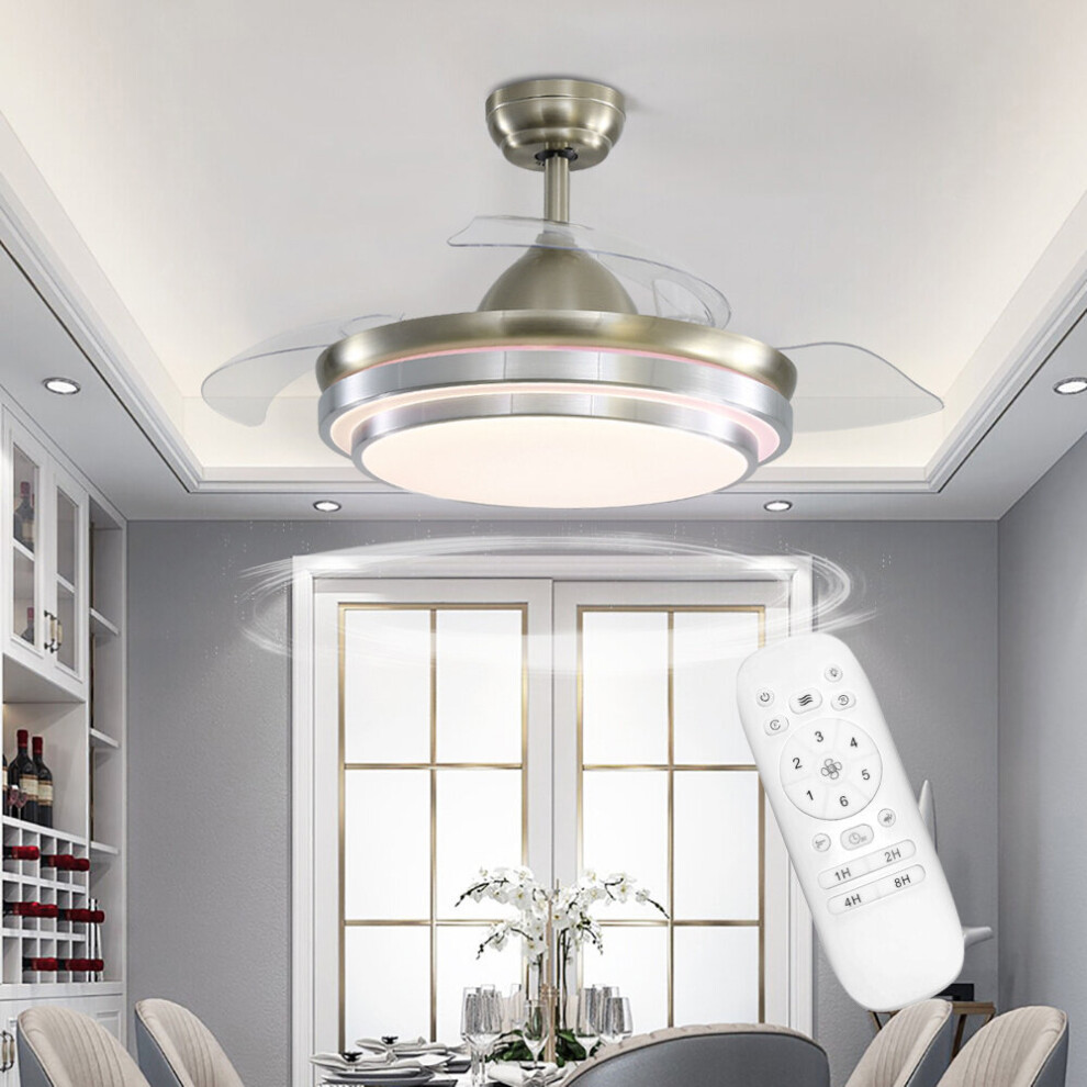 42 Inch LED Ceiling Fan Light 3 Colors Changing with Remote Control