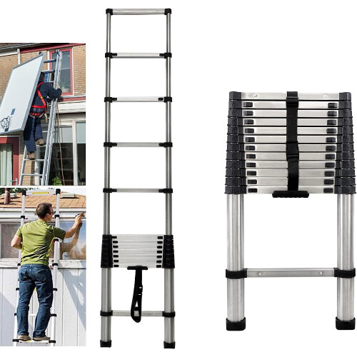 Telescoping Ladder, Portable Telescopic Extension 3.8M Tall Multi