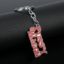 Zinc Alloy PUSSY WAGON Keychain Pink Letter Key Chains for Woman Bags Keyring for Man Key Ring Holder Accessories