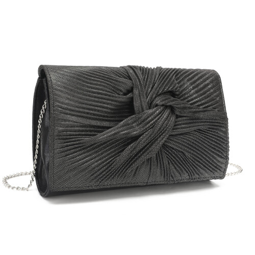 Miss Lulu (Black) MISS LULU Women's Pleated Bow Evening Bag Handbag 1