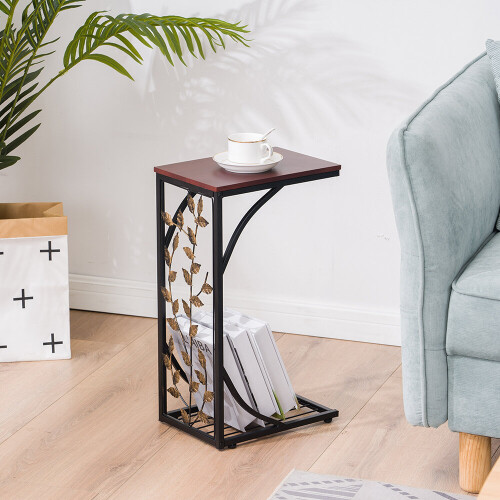 Narrow Sofa Side Table C-Shaped Coffee End Table Laptop Desk Any Room 1