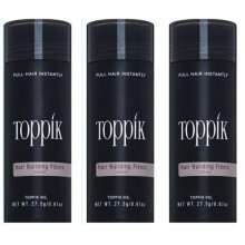 Toppik Hair Building Fibers, Grey, 27.5 g (pack of 3)