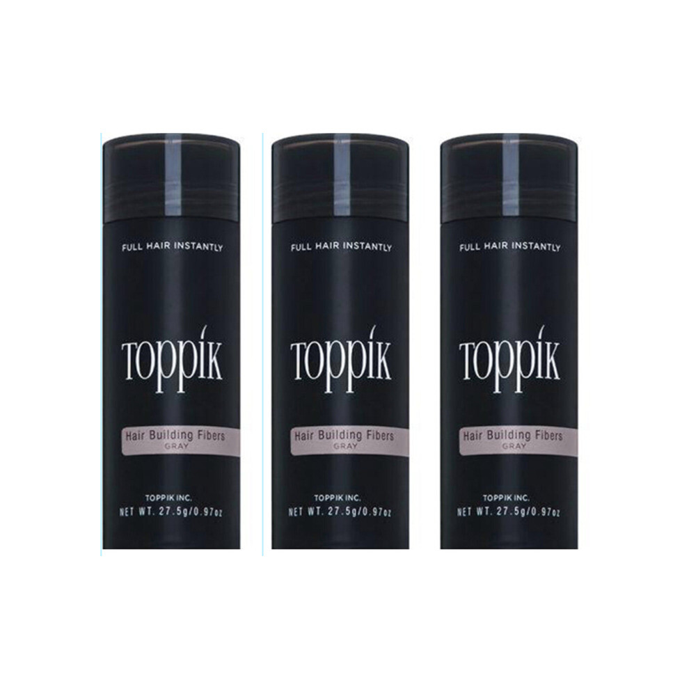 Toppik Hair Building Fibers, Grey, 27.5 g (pack of 3)